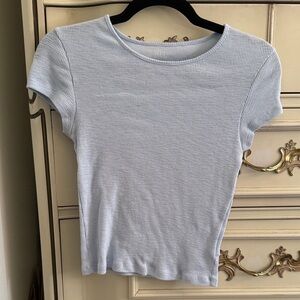 American Eagle Outfitters Light Blue Ribbed Tee